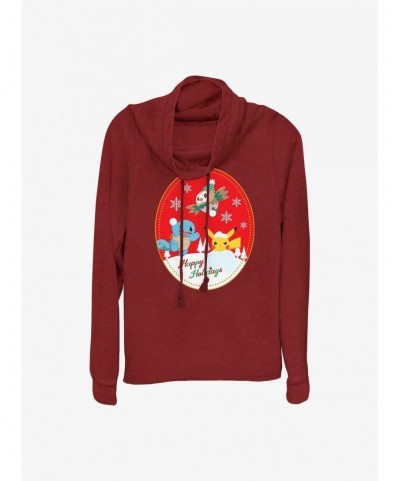 Value Item Pokemon Happy Holiday Snow Day Cowl Neck Long-Sleeve Top $10.69 Tops