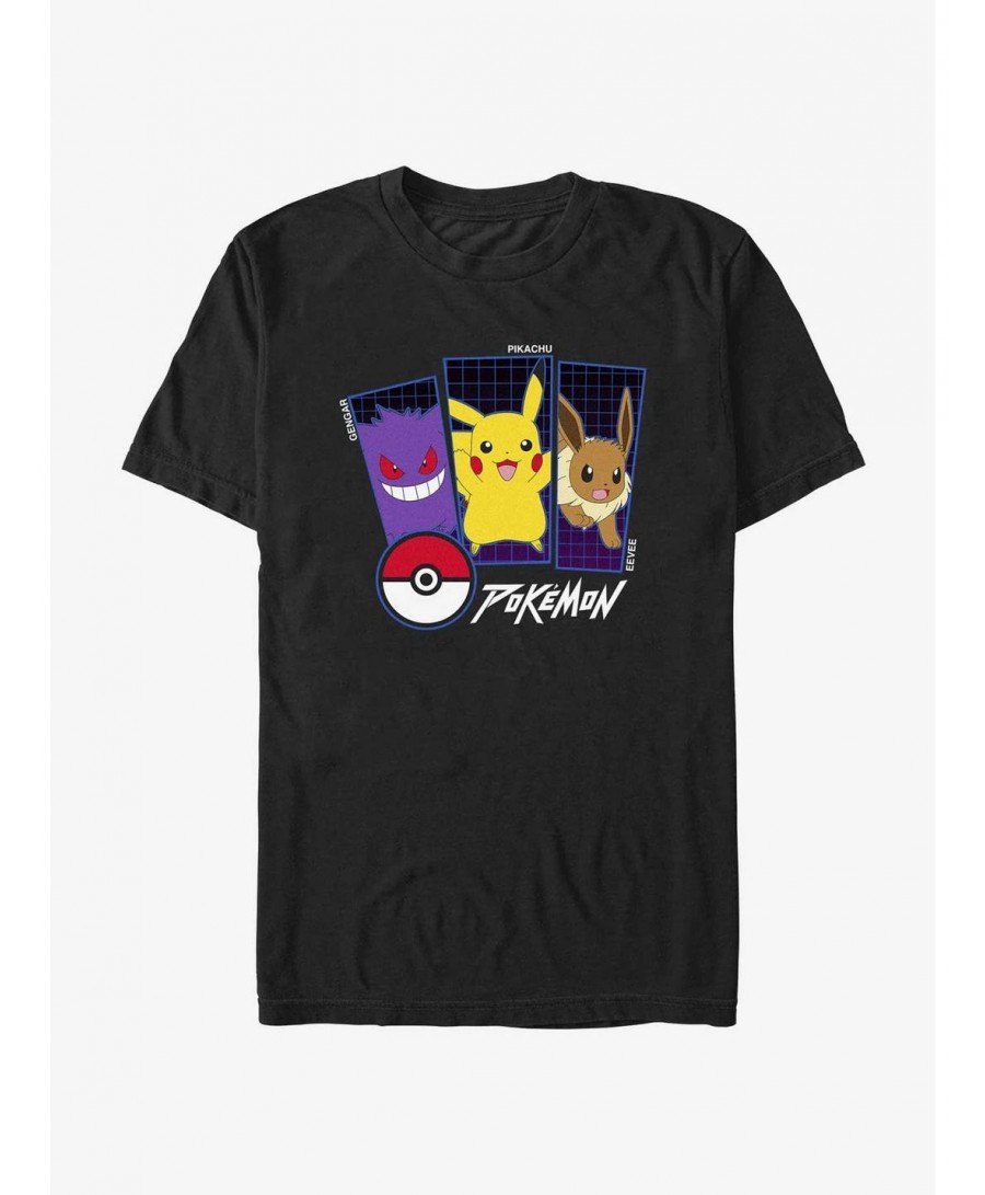 Limited-time Offer Pokemon Trio Gengar, Pikachu, and Eevee T-Shirt $6.69 T-Shirts