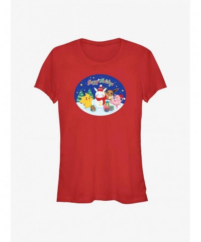 High Quality Pokemon Happy Holidays Snowman Girls T-Shirt $7.67 T-Shirts