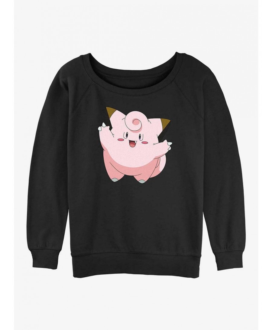 Discount Sale Pokemon Clefairy Girls Slouchy Sweatshirt $10.33 Sweatshirts