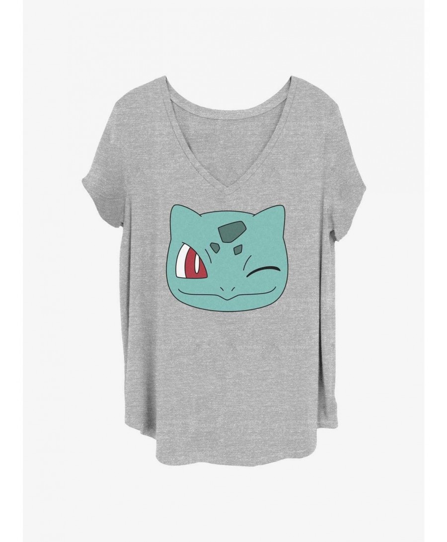 Cheap Sale Pokemon Bulbasaur Face Girls T-Shirt Plus Size $8.90 T-Shirts