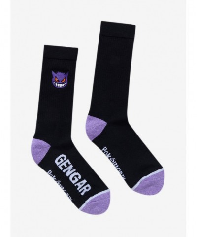 Pre-sale Pokemon Gengar Embroidered Crew Socks $2.87 Socks