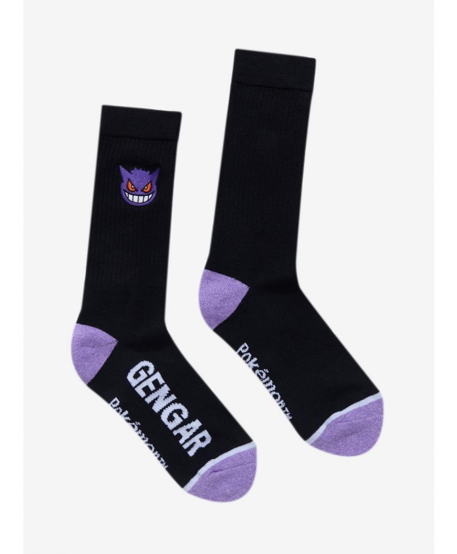 Pre-sale Pokemon Gengar Embroidered Crew Socks $2.87 Socks