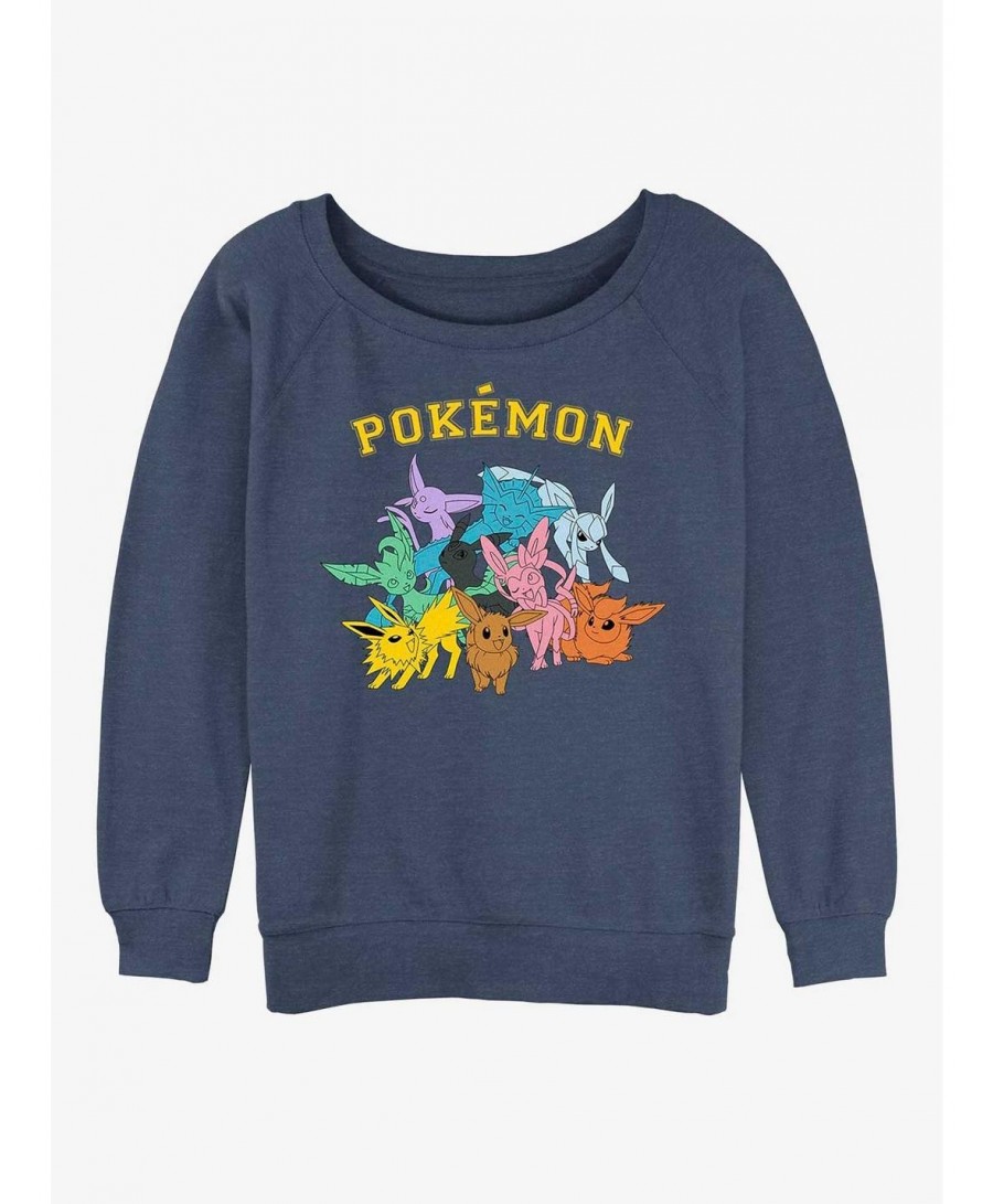 Best Deal Pokemon Gotta Catch Eeveelutions Girls Slouchy Sweatshirt $11.37 Sweatshirts