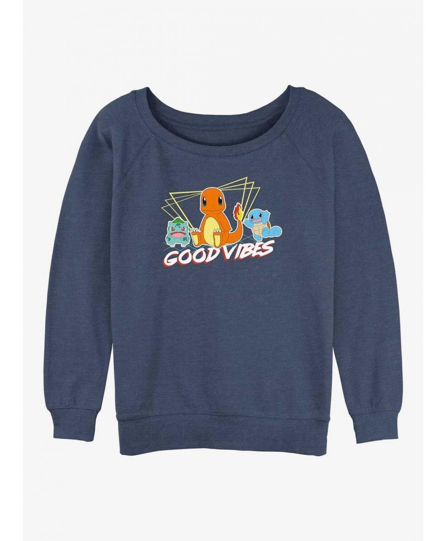 Seasonal Sale Pokemon Good Vibes Starters Girls Slouchy Sweatshirt $11.11 Sweatshirts