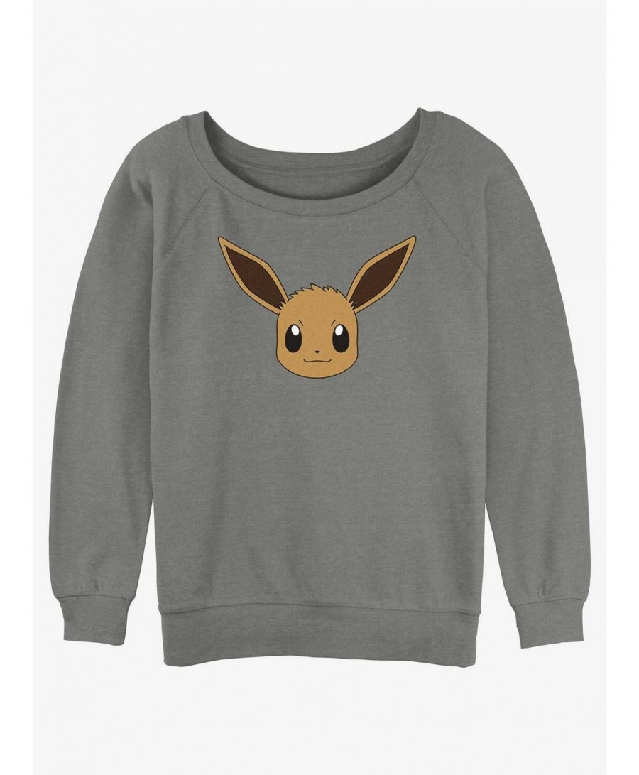 New Arrival Pokemon Eevee Face Girls Slouchy Sweatshirt $7.75 Sweatshirts
