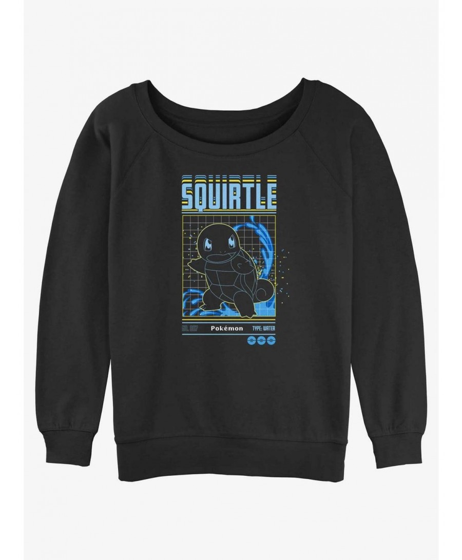 Sale Item Pokemon Squirtle Grid Slouchy Sweatshirt $8.78 Sweatshirts