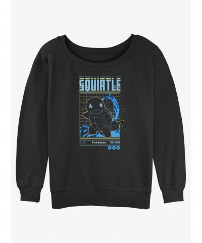 Sale Item Pokemon Squirtle Grid Slouchy Sweatshirt $8.78 Sweatshirts