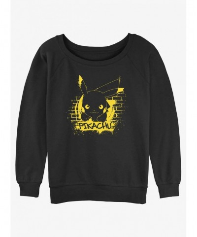 Value for Money Pokemon Pikachu Graffiti Slouchy Sweatshirt $11.37 Sweatshirts