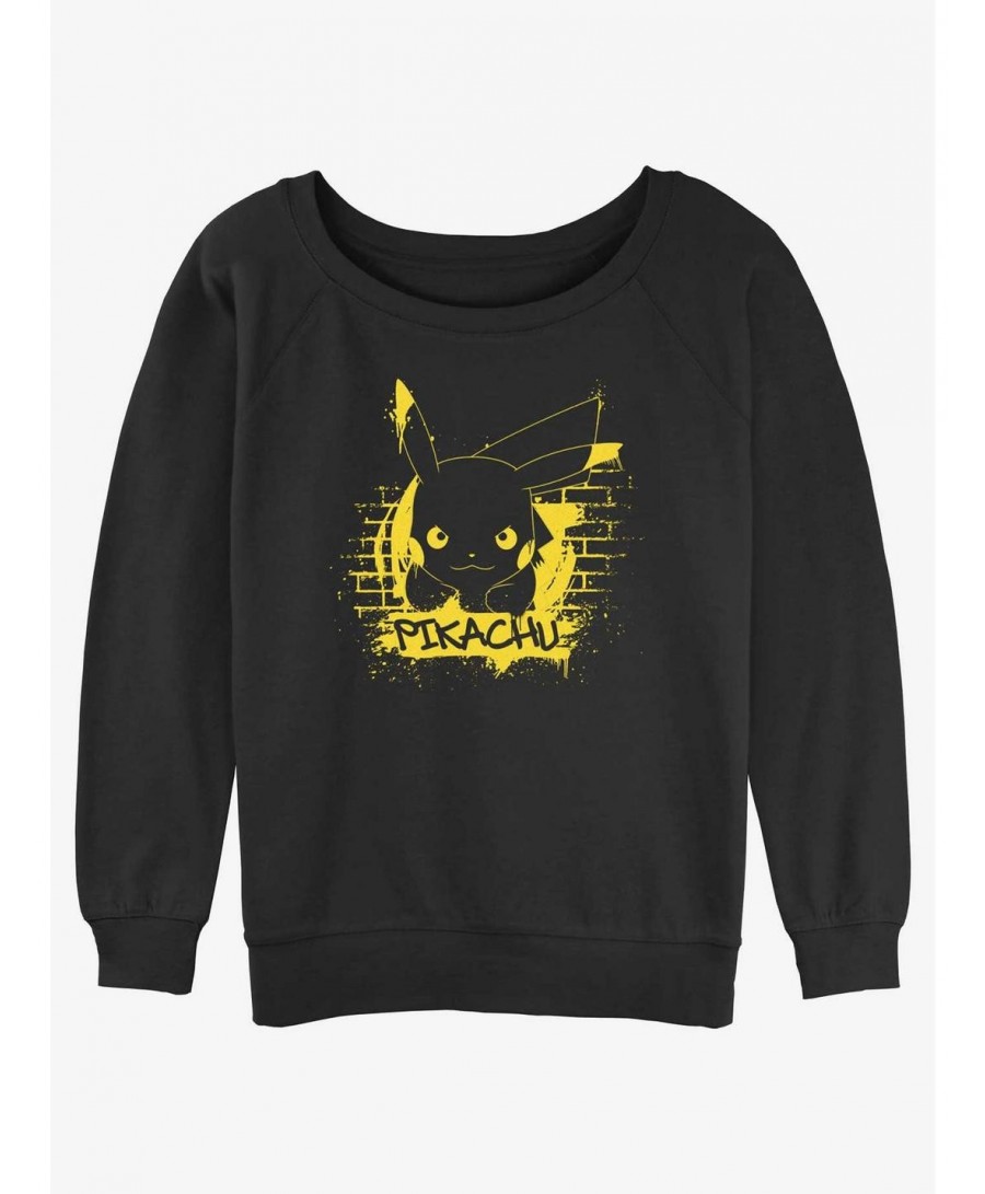 Value for Money Pokemon Pikachu Graffiti Slouchy Sweatshirt $11.37 Sweatshirts