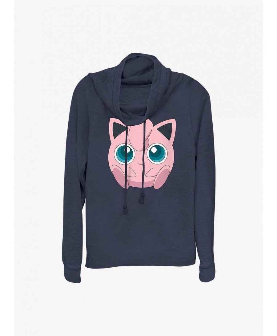 Unique Pokemon Jigglypuff Face Cowl Neck Long-Sleeve Top $11.00 Tops