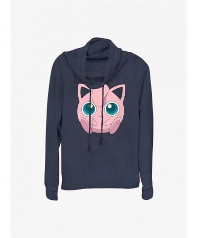 Unique Pokemon Jigglypuff Face Cowl Neck Long-Sleeve Top $11.00 Tops