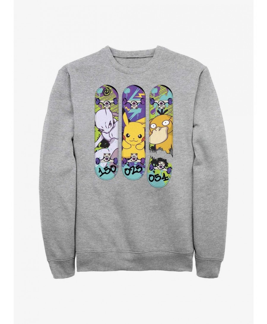 New Arrival Pokemon Mewtwo, Pikachu, and Psyduck Skateboard Deck Art Sweatshirt $12.14 Sweatshirts