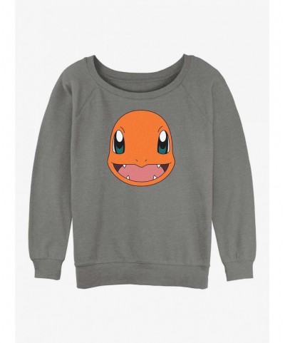 Discount Pokemon Charmander Face Girls Slouchy Sweatshirt $9.30 Sweatshirts