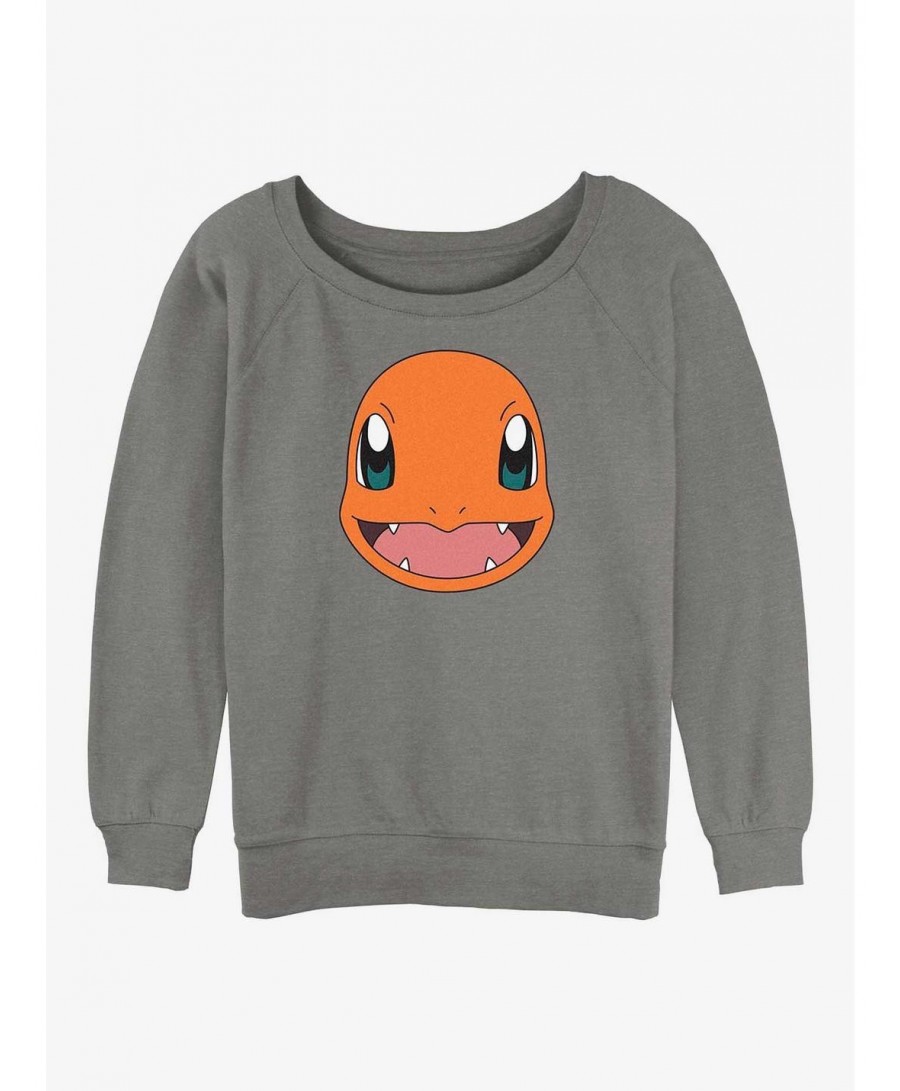 Discount Pokemon Charmander Face Girls Slouchy Sweatshirt $9.30 Sweatshirts