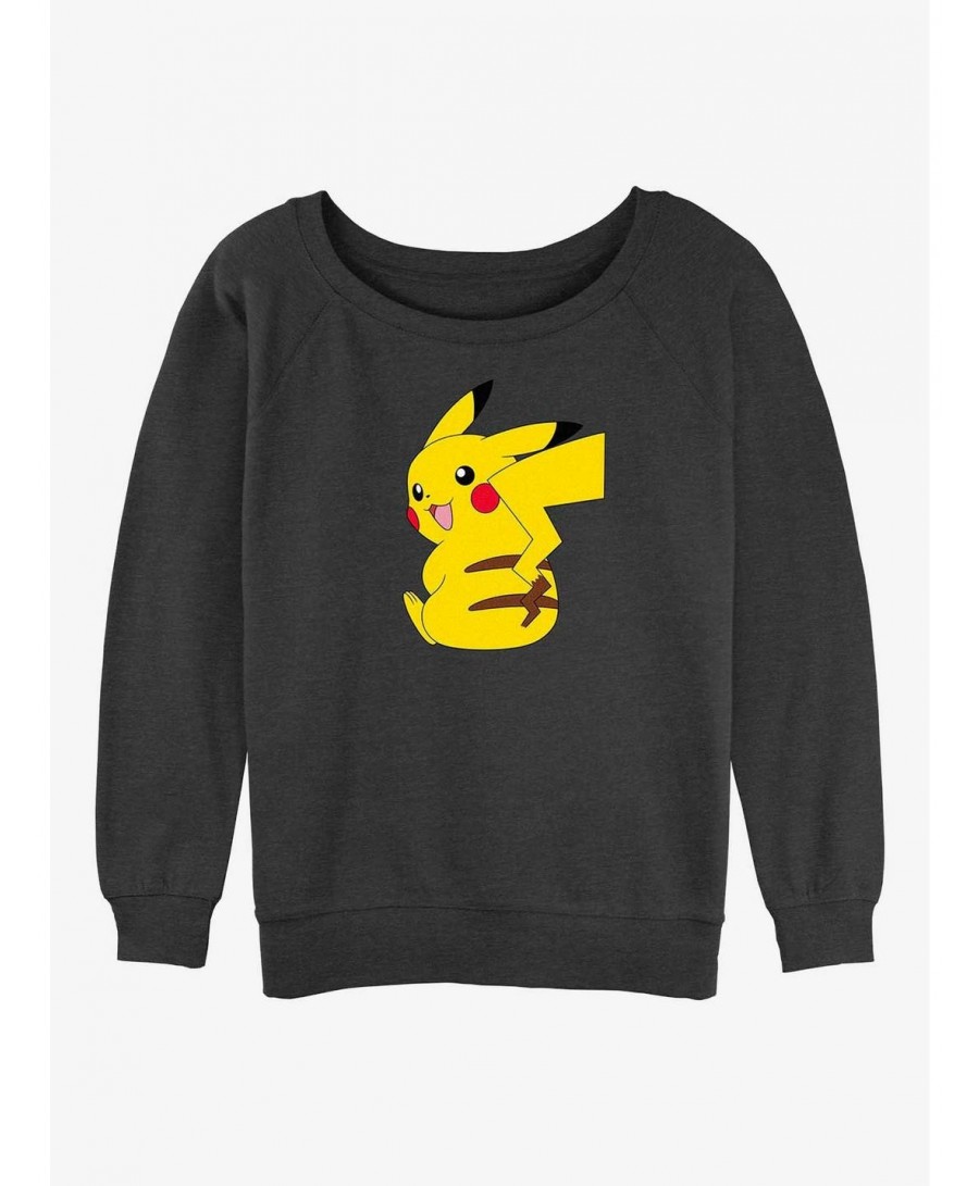 Exclusive Price Pokemon Cheeky Pikachu Girls Slouchy Sweatshirt $8.01 Sweatshirts