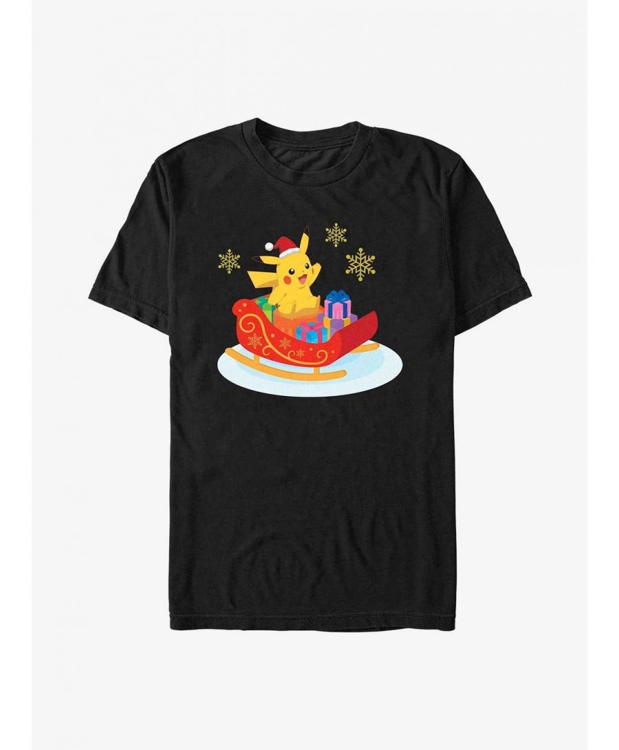 Low Price Pokemon Pikachu Sleigh Ride T-Shirt $6.69 T-Shirts