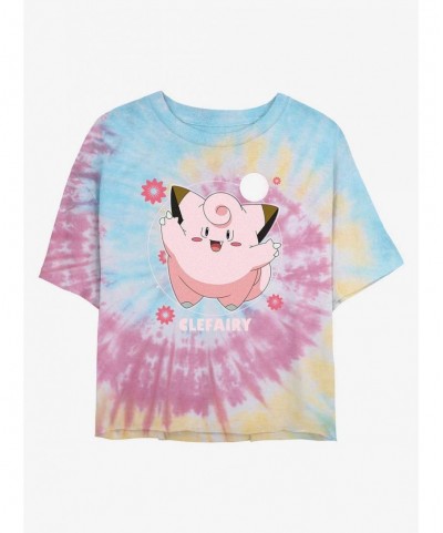 Trendy Pokemon Clefairy Fairy Dance Tie-Dye Girls Crop T-Shirt $7.34 T-Shirts