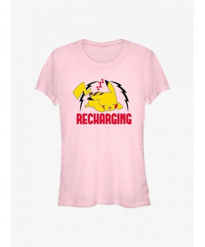 Clearance Pokemon Sleepy Pikachu Recharging Girls T-Shirt $8.19 T-Shirts