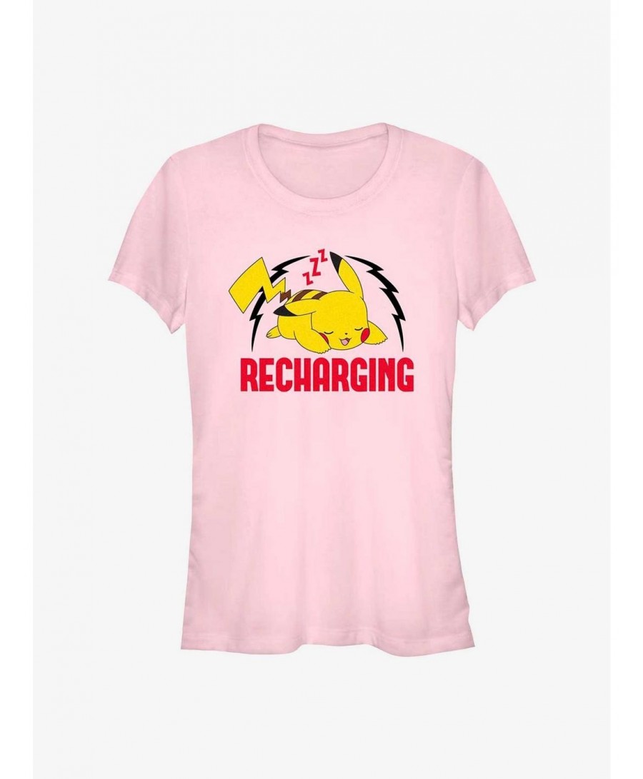 Clearance Pokemon Sleepy Pikachu Recharging Girls T-Shirt $8.19 T-Shirts