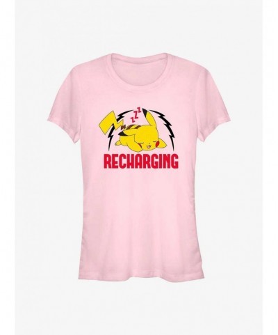 Clearance Pokemon Sleepy Pikachu Recharging Girls T-Shirt $8.19 T-Shirts