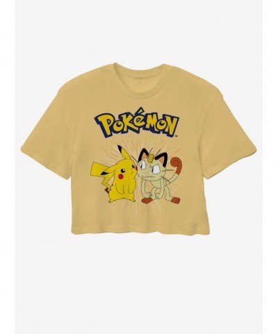 Bestselling Pokemon Pikachu & Meowth Girls Crop T-Shirt $6.62 T-Shirts