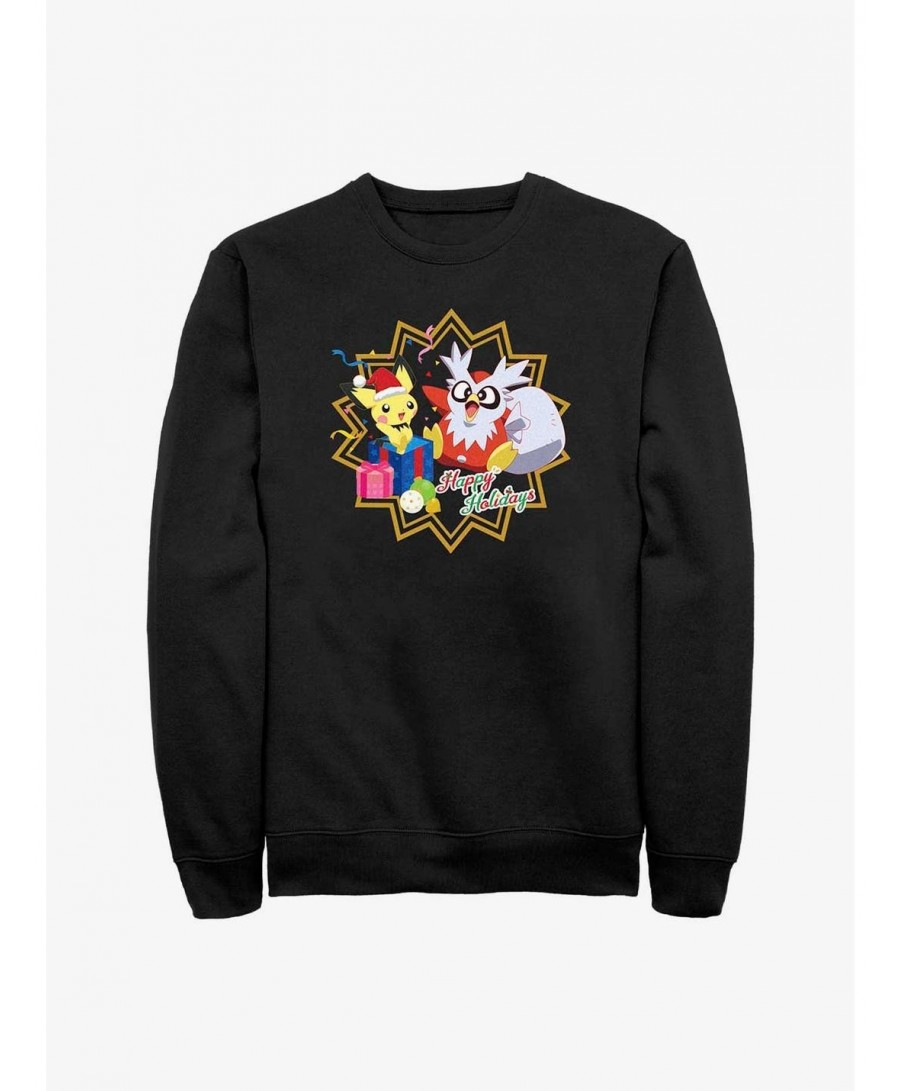 Bestselling Pokemon Pichu and Delibird Holiday Party Sweatshirt $12.92 Sweatshirts