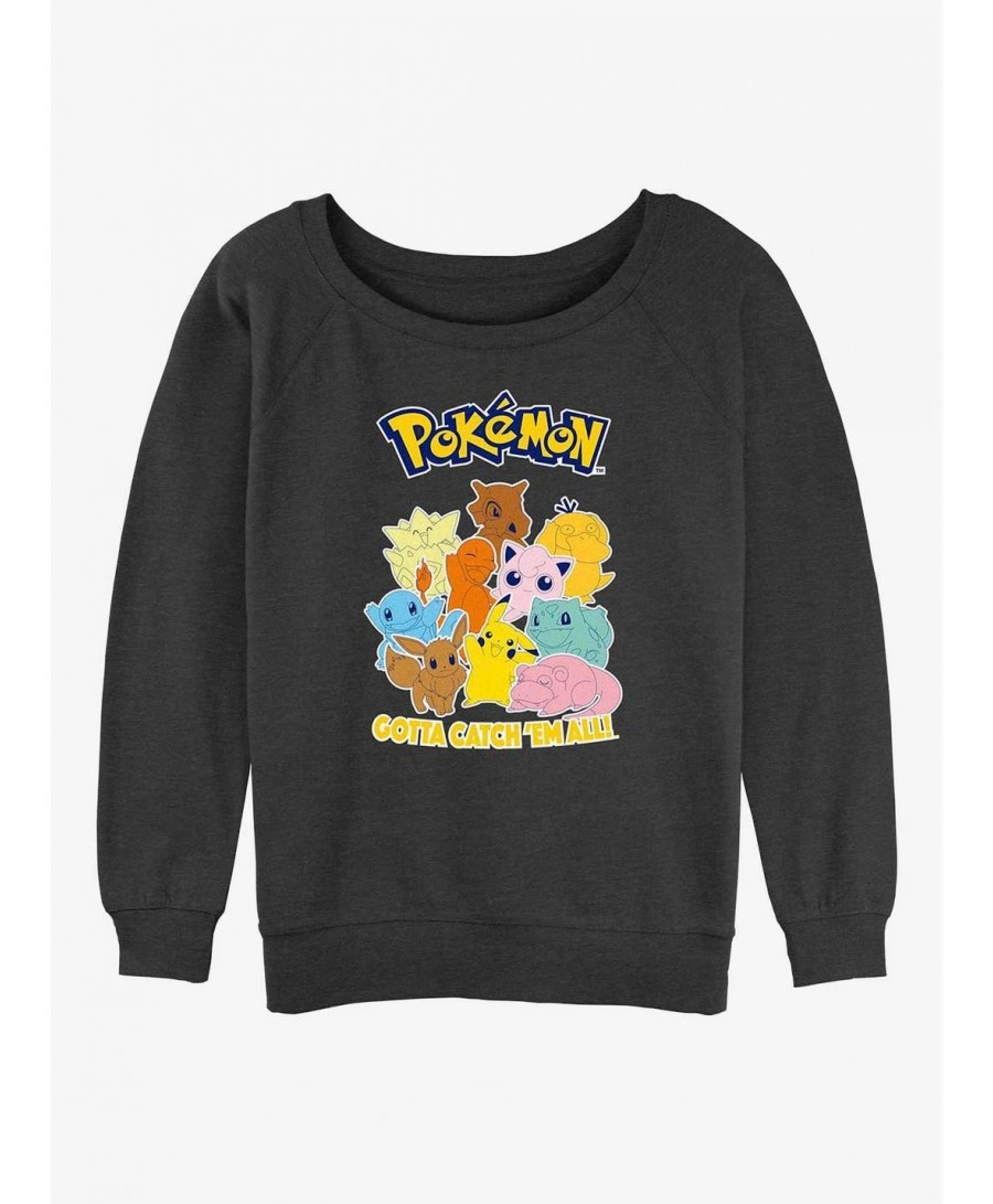 Sale Item Pokemon Catch 'Em All Girls Slouchy Sweatshirt $8.78 Sweatshirts