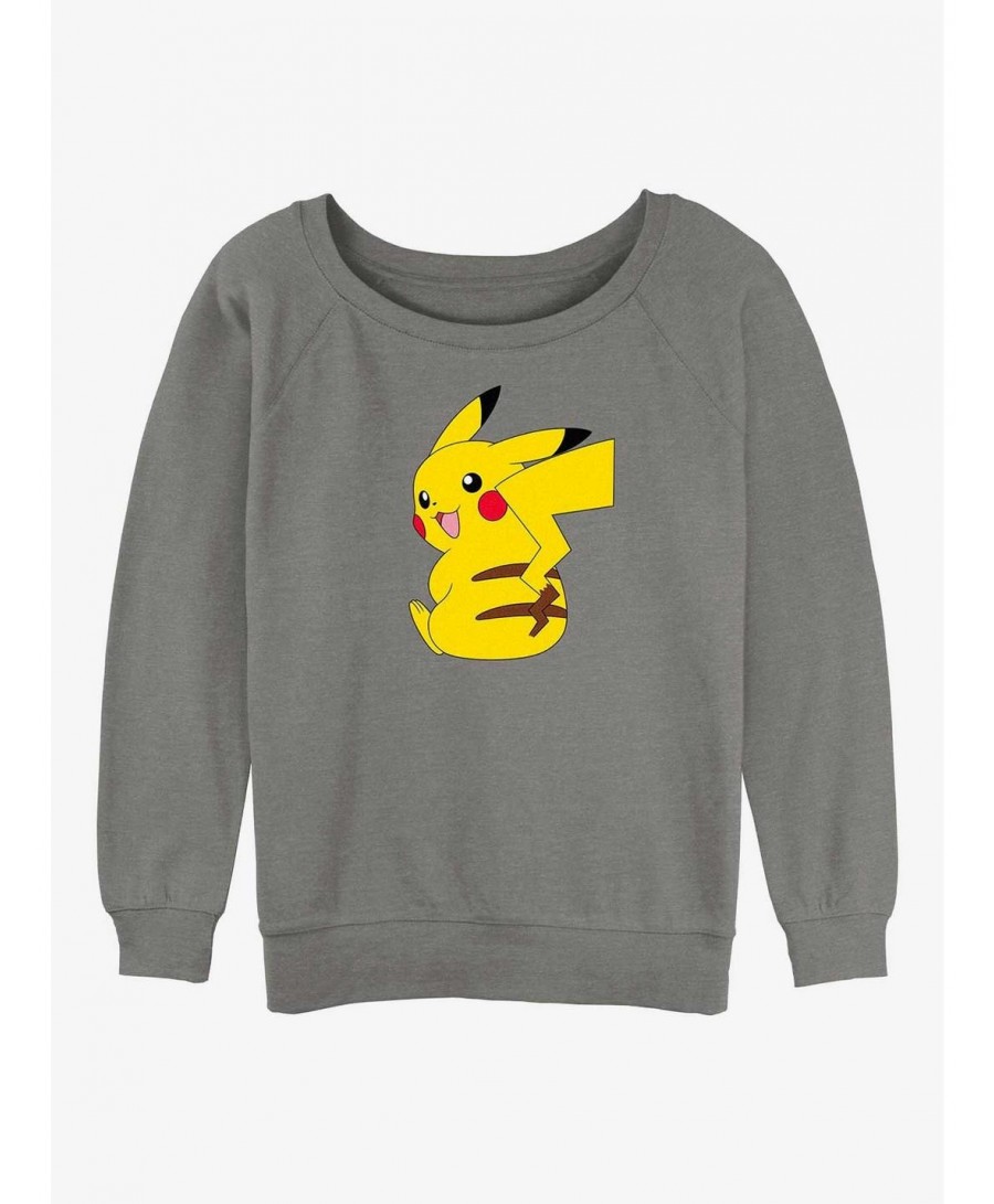 Low Price Pokemon Cheeky Pikachu Girls Slouchy Sweatshirt $10.59 Sweatshirts