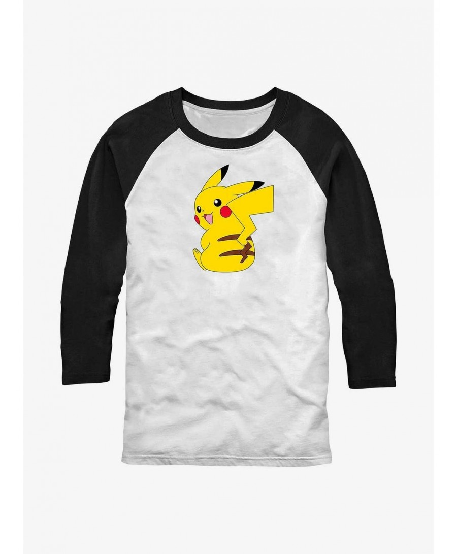 Unique Pokemon Cheeky Pikachu Raglan T-Shirt $10.98 T-Shirts