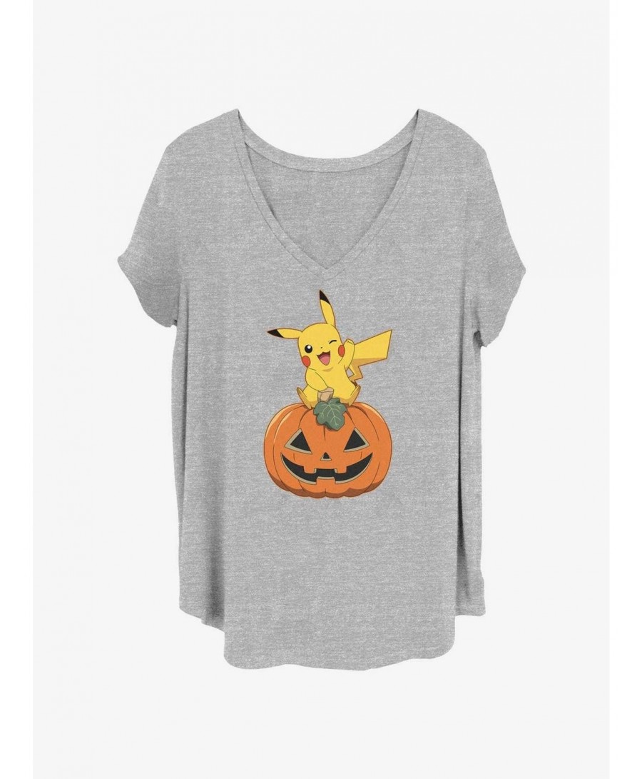 Hot Sale Pokemon Pikachu Pumpkin Girls T-Shirt Plus Size $6.07 T-Shirts