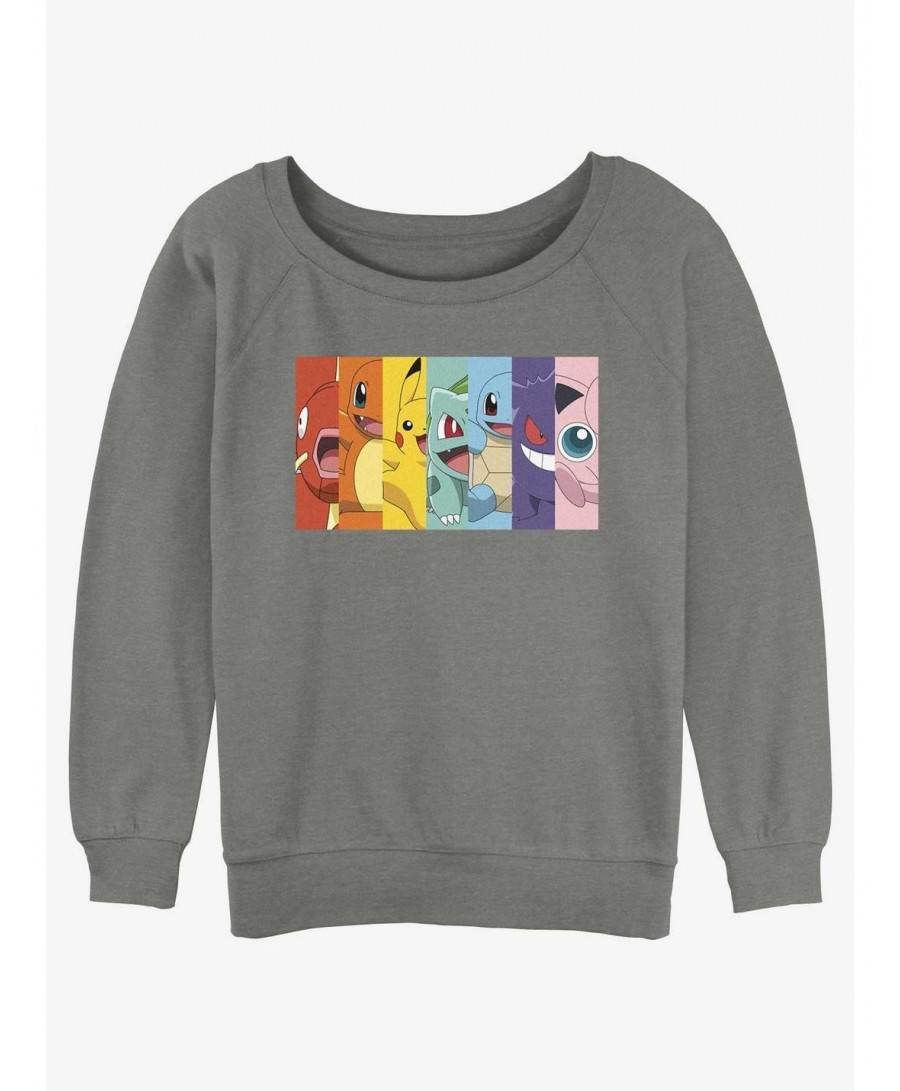 Limited-time Offer Pokemon Rainbow Pokemon Girls Slouchy Sweatshirt $12.66 Sweatshirts