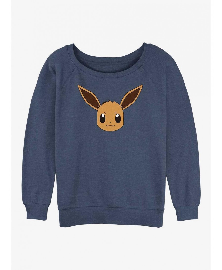 Limited-time Offer Pokemon Eevee Face Girls Slouchy Sweatshirt $8.78 Sweatshirts