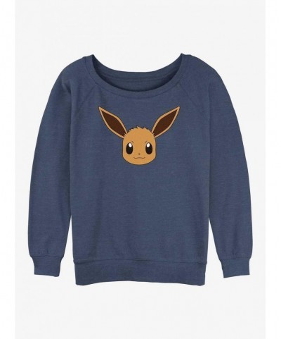 Limited-time Offer Pokemon Eevee Face Girls Slouchy Sweatshirt $8.78 Sweatshirts