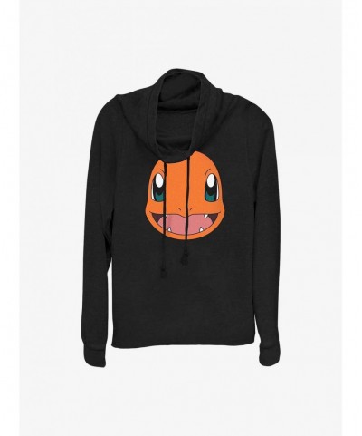 Hot Sale Pokemon Charmander Face Cowl Neck Long-Sleeve Top $15.40 Tops