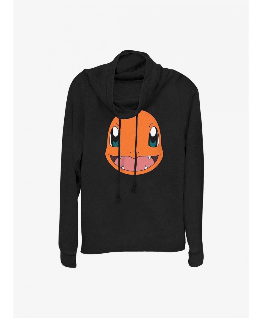 Hot Sale Pokemon Charmander Face Cowl Neck Long-Sleeve Top $15.40 Tops