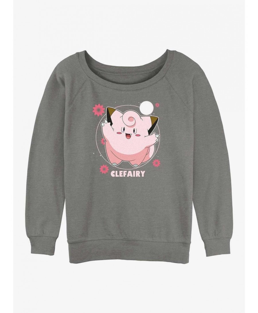 Fashion Pokemon Clefairy Fairy Dance Girls Slouchy Sweatshirt $11.37 Sweatshirts