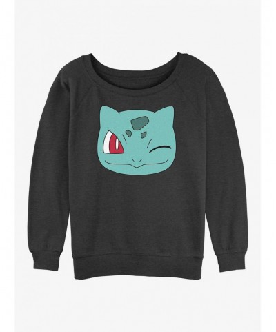 Hot Selling Pokemon Bulbasaur Face Girls Slouchy Sweatshirt $11.37 Sweatshirts