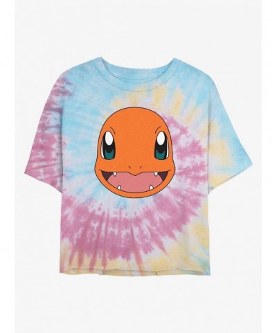 Exclusive Price Pokemon Charmander Face Tie-Dye Girls Crop T-Shirt $9.23 T-Shirts