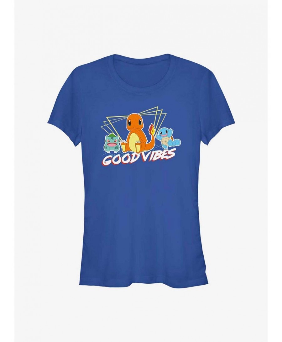 High Quality Pokemon Good Vibes Starters Girls T-Shirt $6.97 T-Shirts