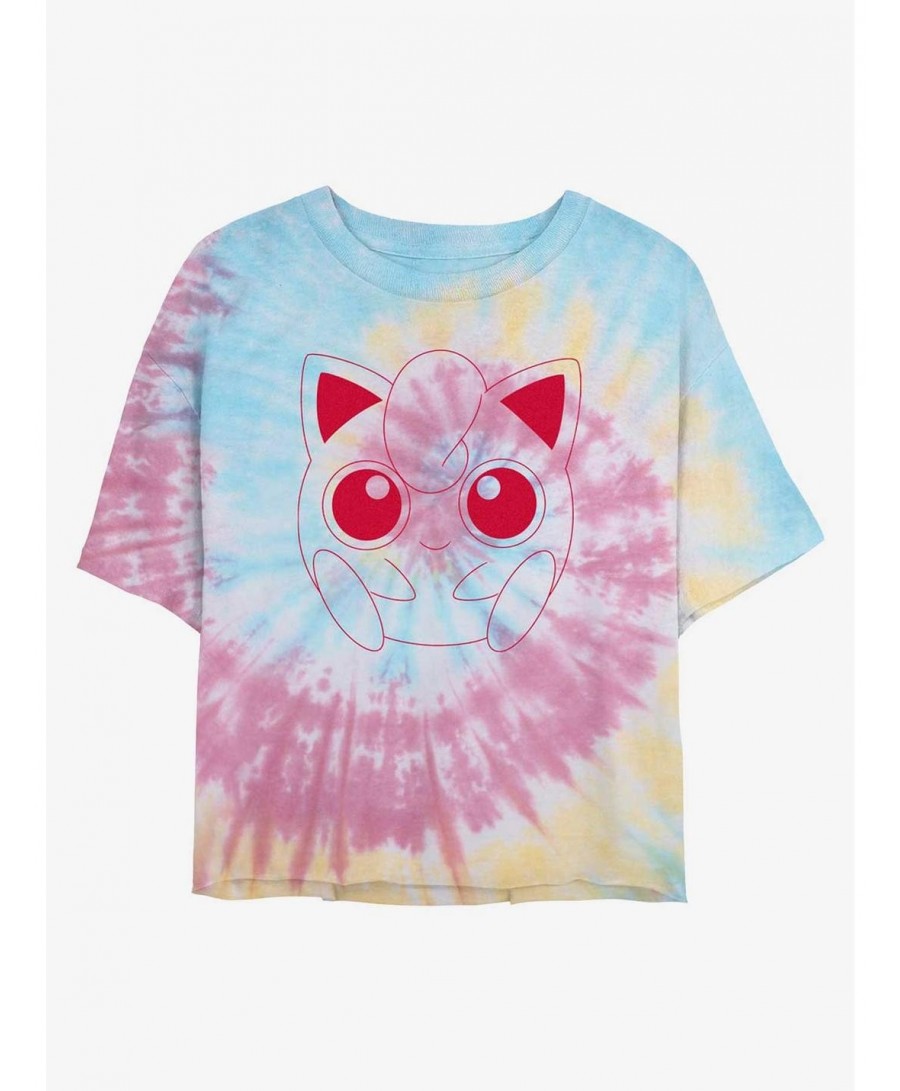 Flash Deal Pokemon Jigglypuff Outline Tie-Dye Girls Crop T-Shirt $6.03 T-Shirts