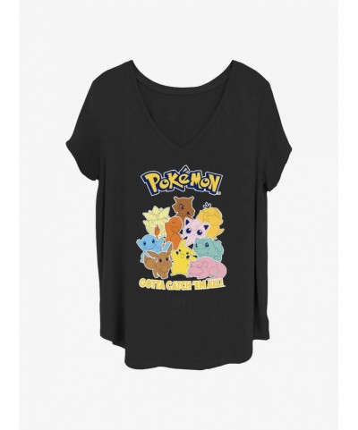 Premium Pokemon Catch 'Em All Girls T-Shirt Plus Size $8.90 T-Shirts