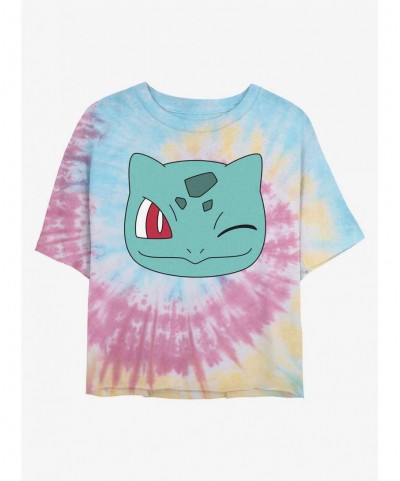 Unique Pokemon Bulbasaur Face Tie-Dye Girls Crop T-Shirt $6.03 T-Shirts