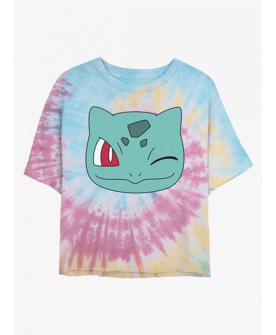 Unique Pokemon Bulbasaur Face Tie-Dye Girls Crop T-Shirt $6.03 T-Shirts