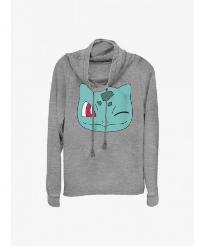 Absolute Discount Pokemon Bulbasaur Face Cowl Neck Long-Sleeve Top $13.20 Tops