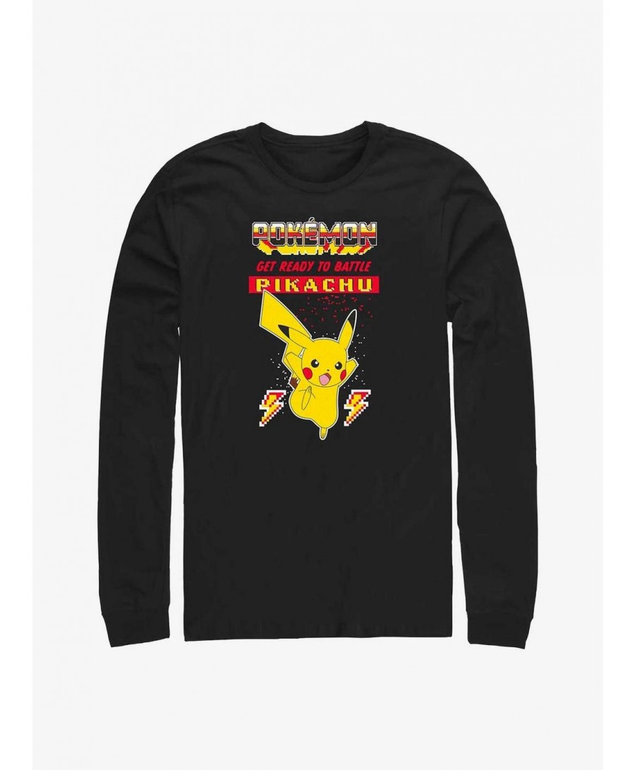 Cheap Sale Pokemon Battle Ready Pikachu Long-Sleeve T-Shirt $8.75 T-Shirts