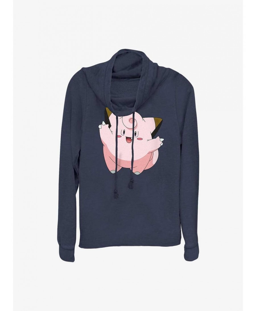 Trendy Pokemon Clefairy Cowl Neck Long-Sleeve Top $10.06 Tops