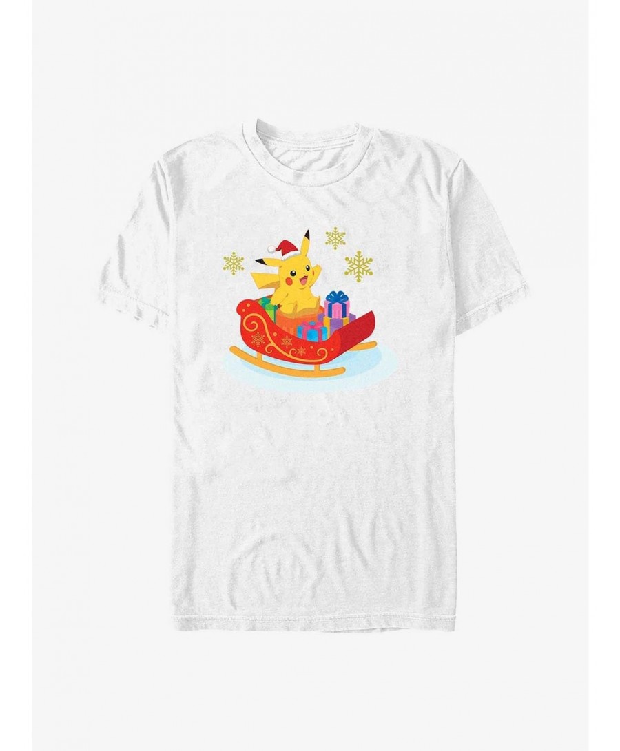 Hot Selling Pokemon Pikachu Sleigh Ride T-Shirt $6.52 T-Shirts