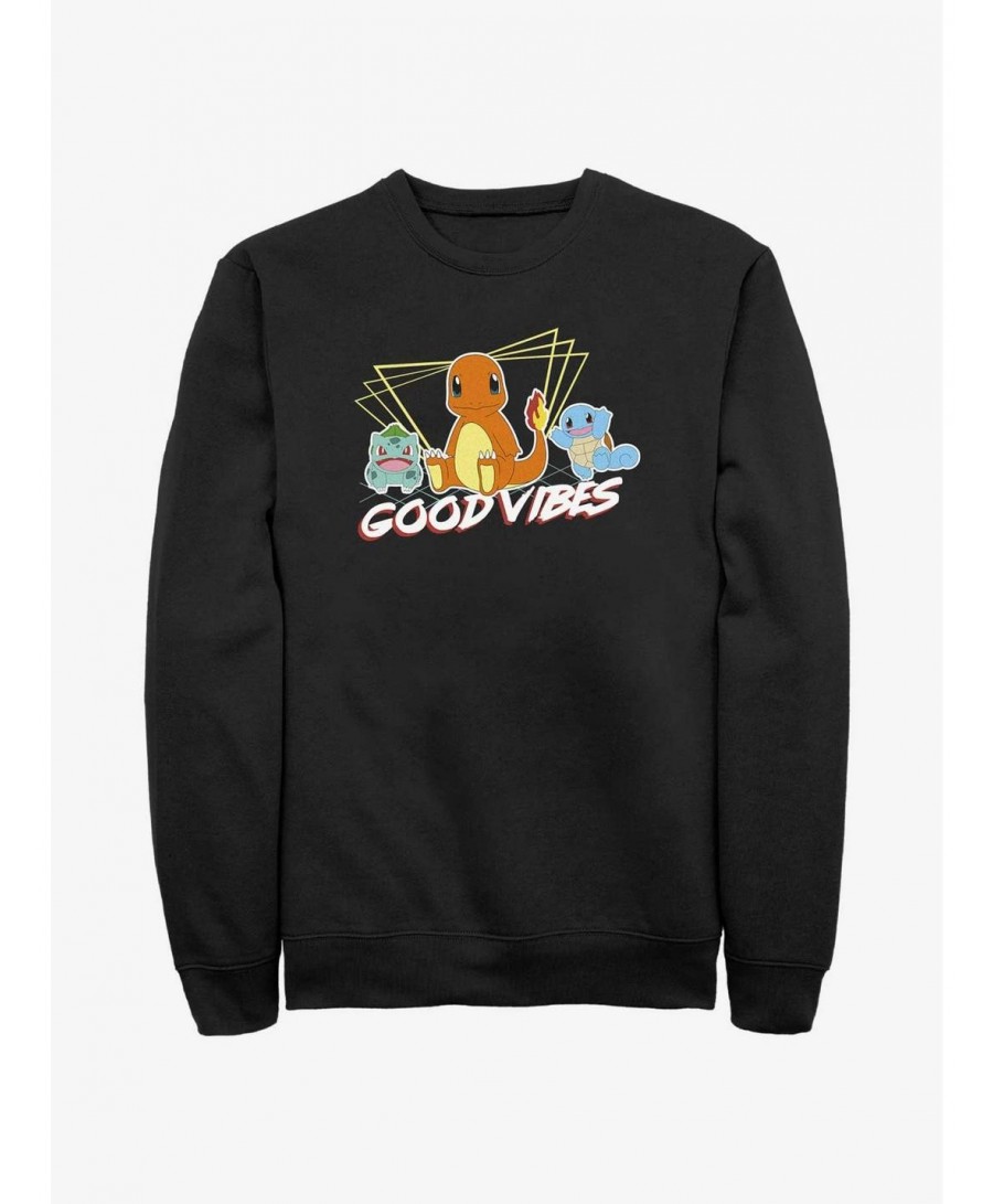 Discount Pokemon Good Vibes Starter Pack Sweatshirt $10.85 Sweatshirts