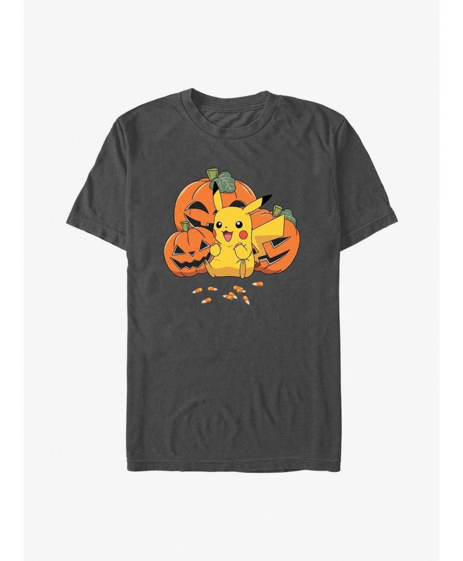 Flash Deal Pokemon Pikachu Pumpkins & Candy Corn T-Shirt $7.53 T-Shirts